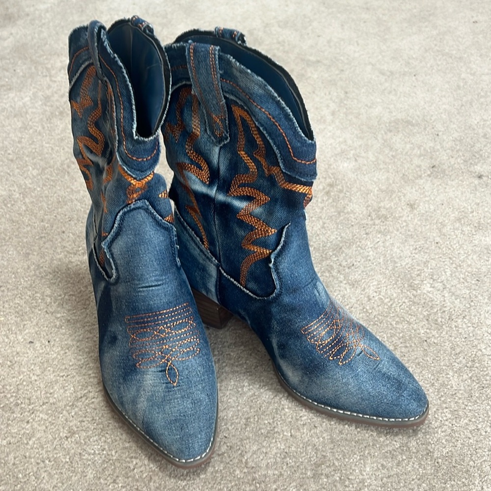 Denim Cowboy Boots size 7 NEW